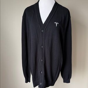 Tesla Motor Company Embroidered Emblem Cardigan Sweater